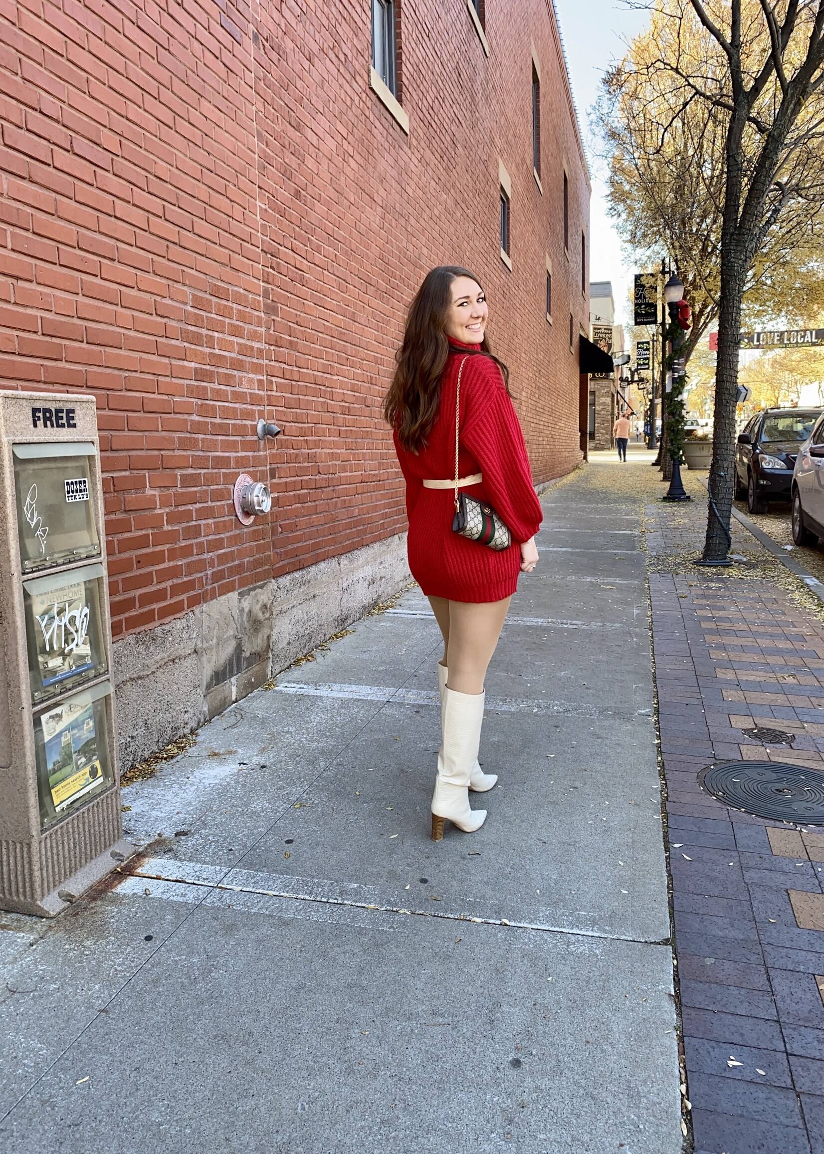 Red Knit Oversized Sweater