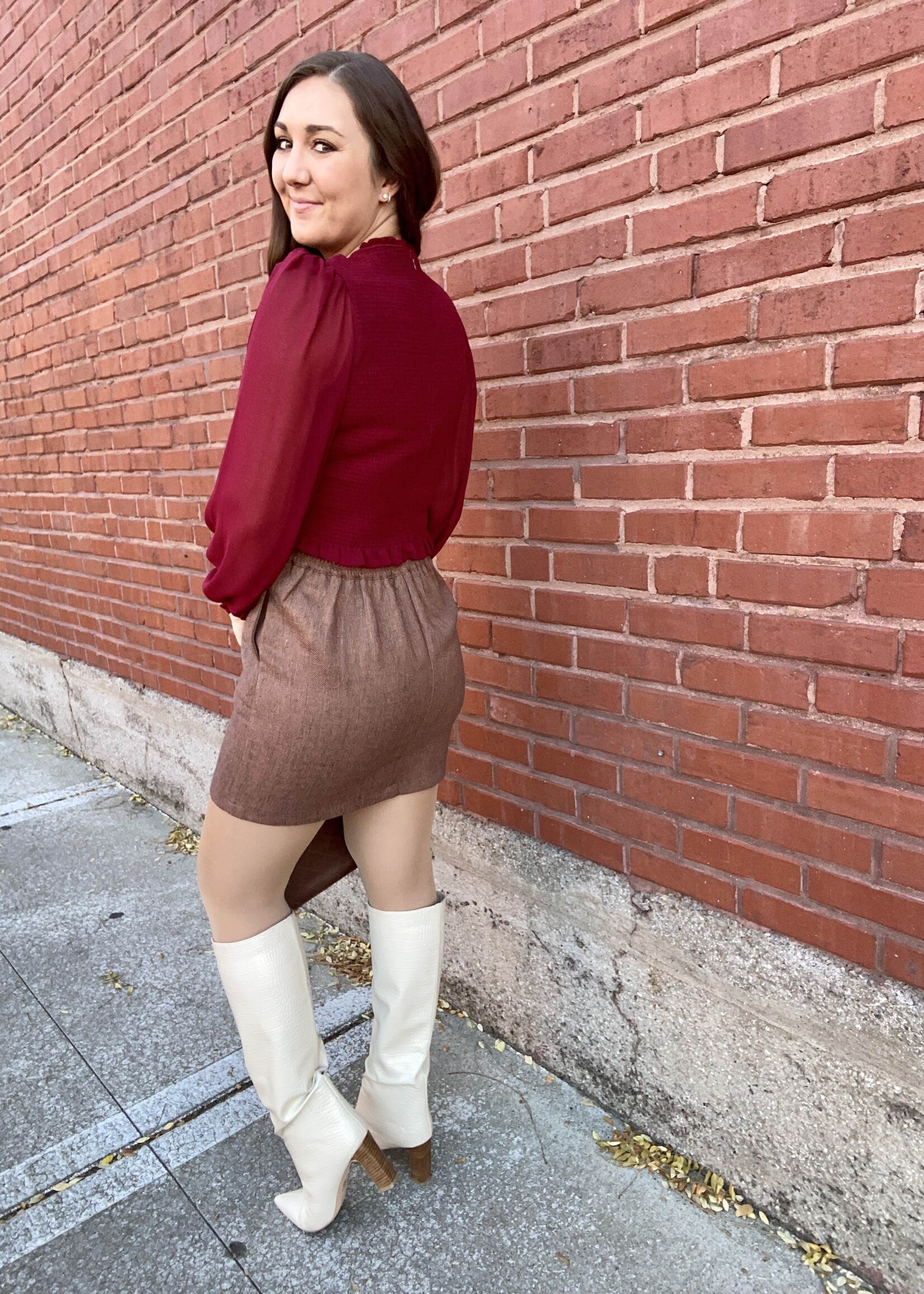 Cherry Red Long Sleeve Blouse