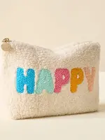 Sherpa Zip-Up Pouch - Happy