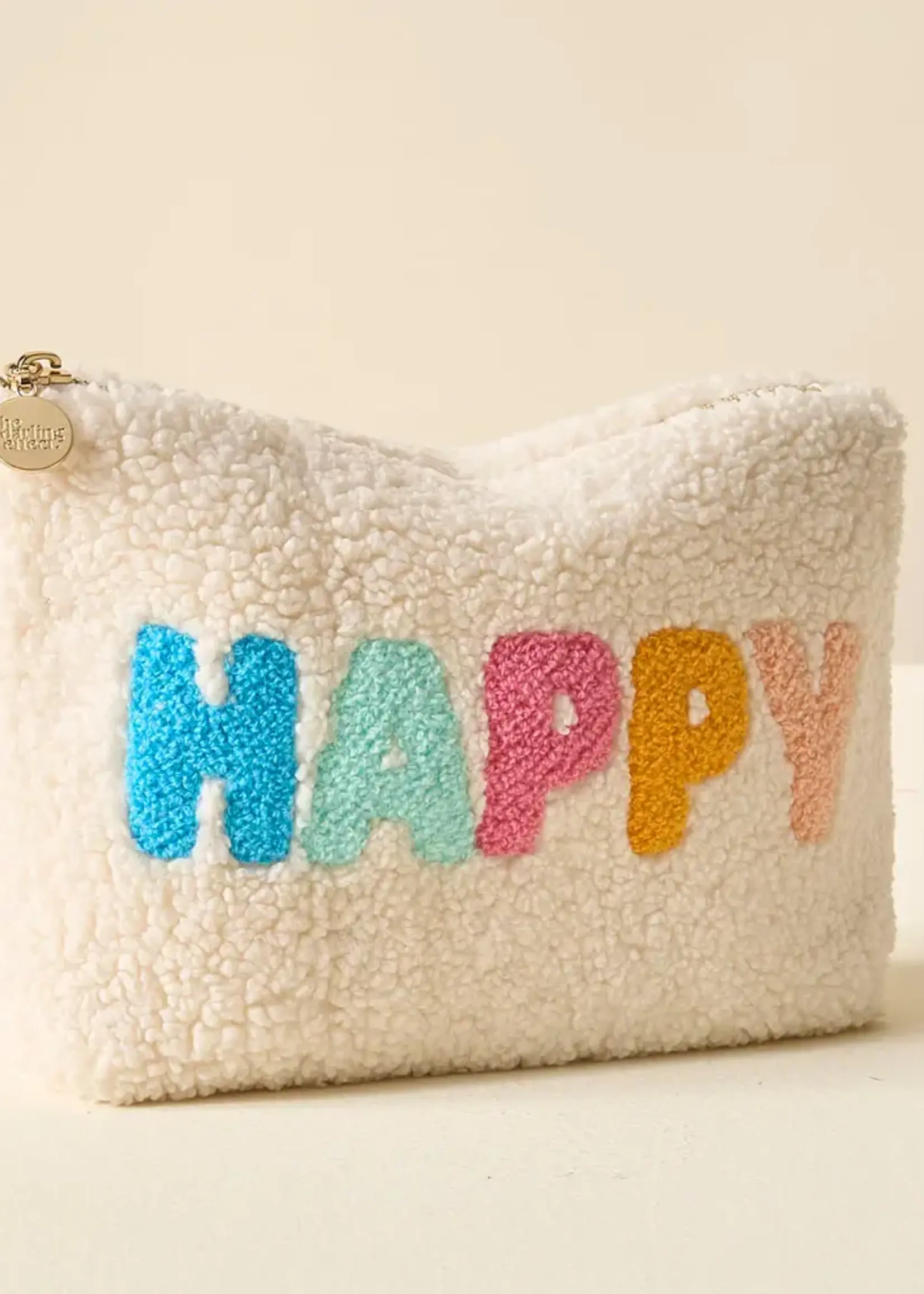 Sherpa Zip-Up Pouch - Happy