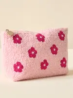 Sherpa Zip-up Pouch - Pink Floral