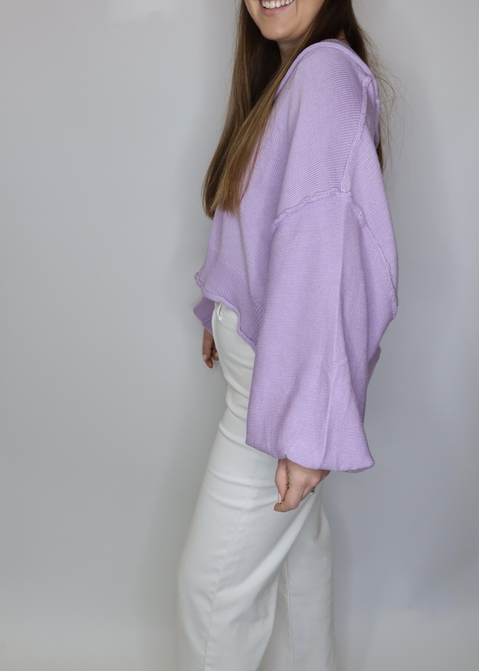 Oversized Lavender V Neck Sweater