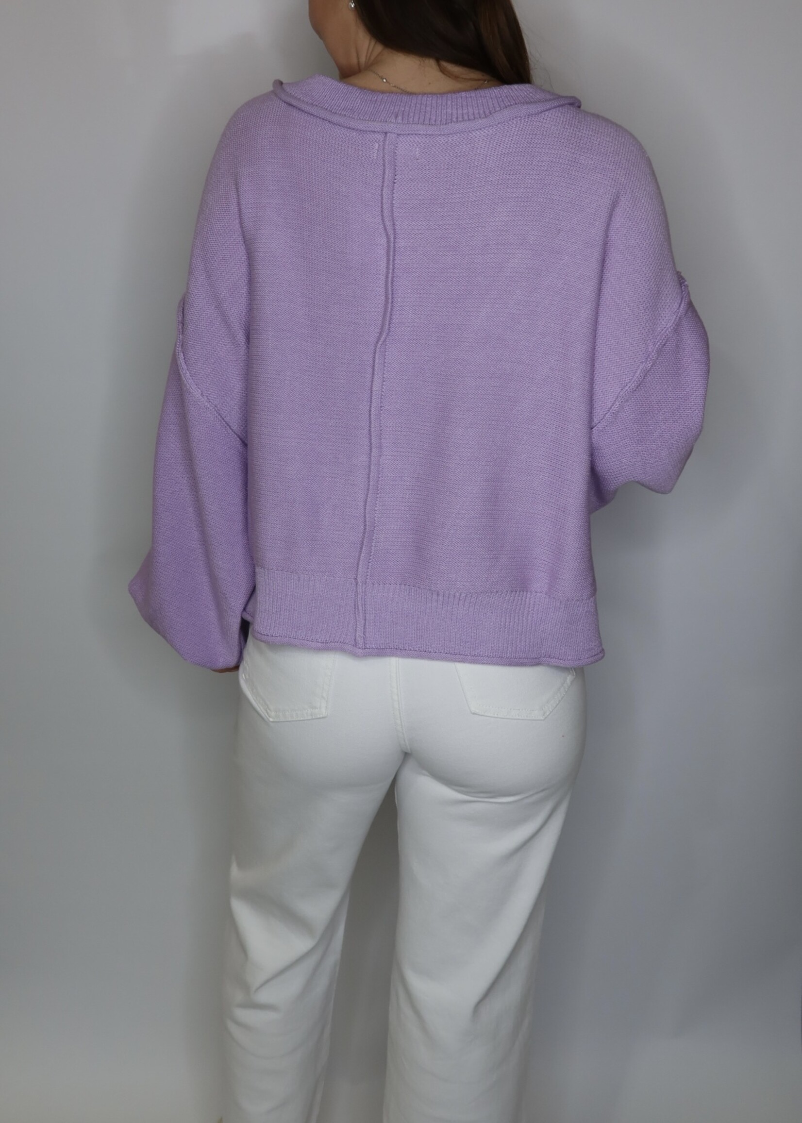 Oversized Lavender V Neck Sweater