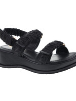 Cashy Black Satin Platform Sandals