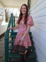 Peach Floral Mini Dress