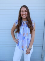 Lavender Floral Sleeveless Blouse