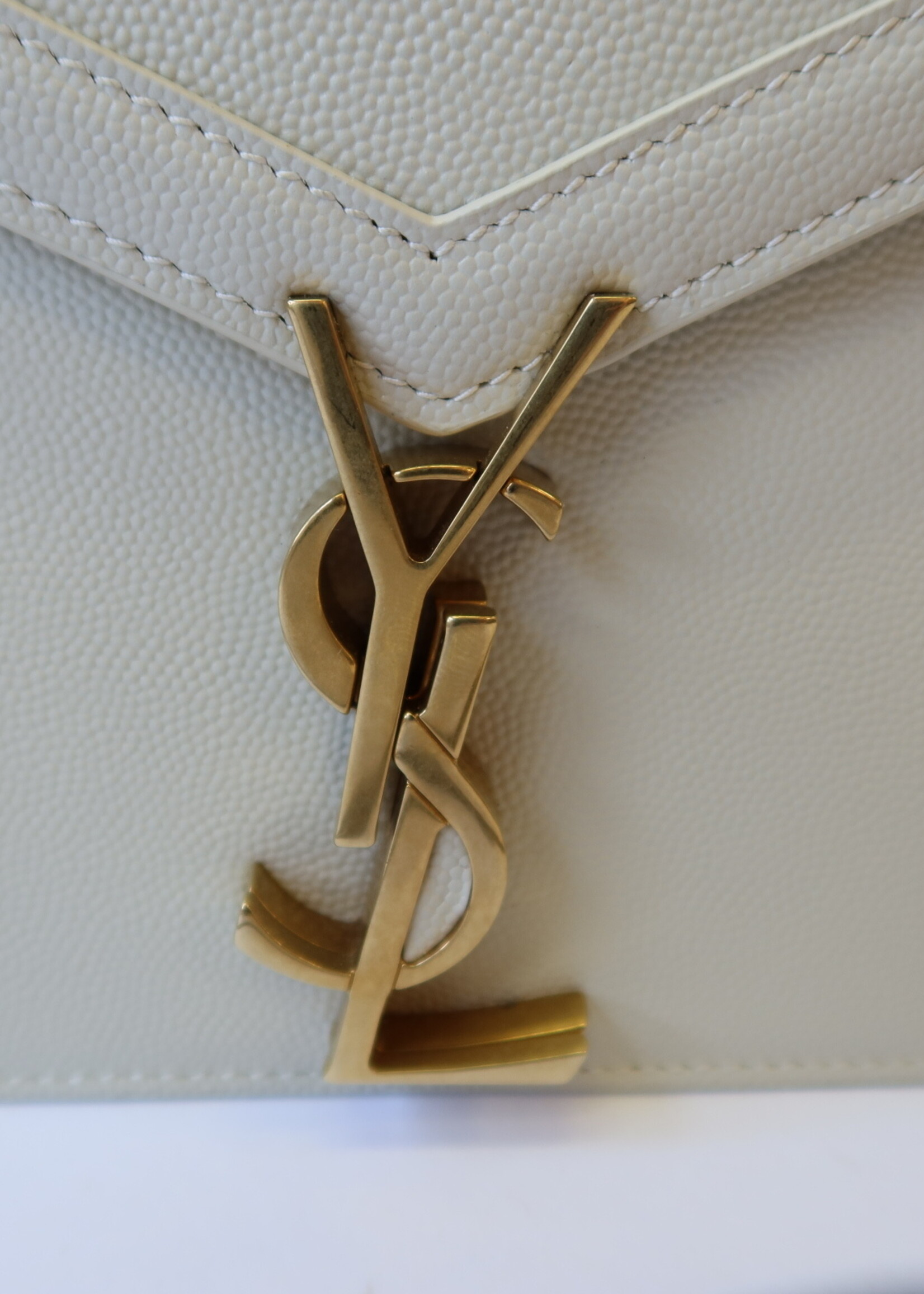 YSL Cassandra Medium Chain Bag in Grain De Poudre Embossed Leather