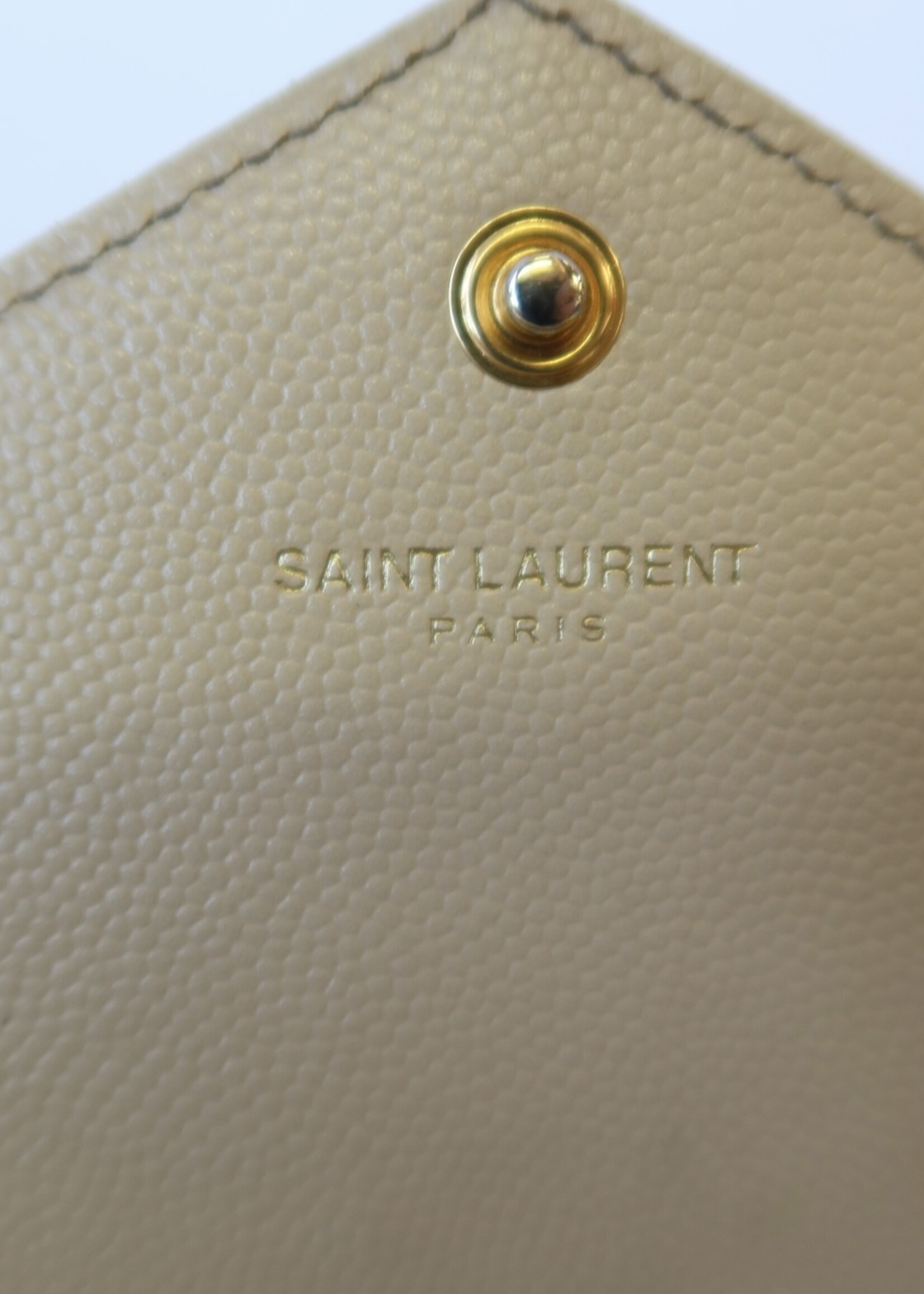 YSL Tan Cassandre Chain Wallet in Grain de Poudre Leather