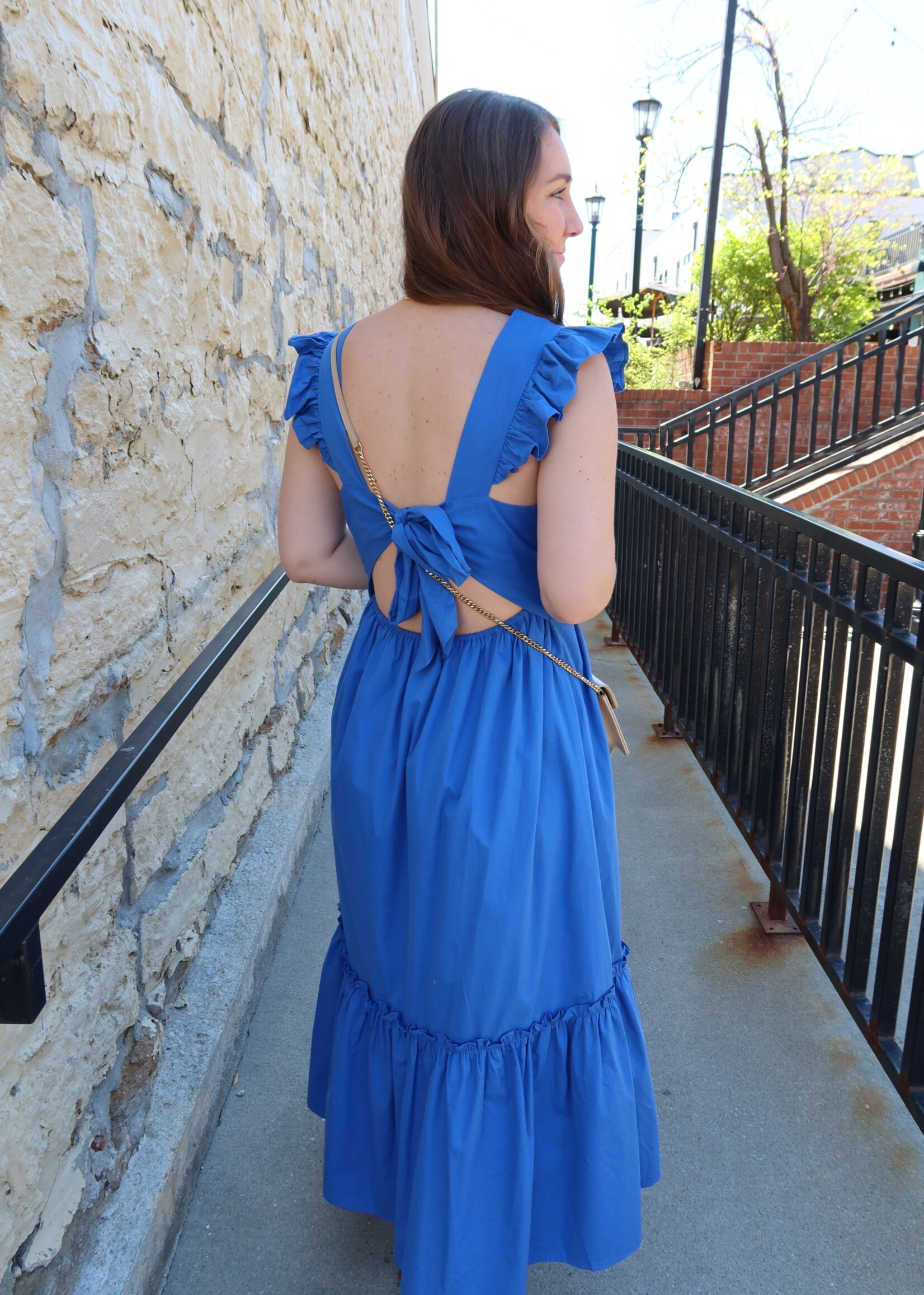 Royal Blue Midi Tie Back Dress