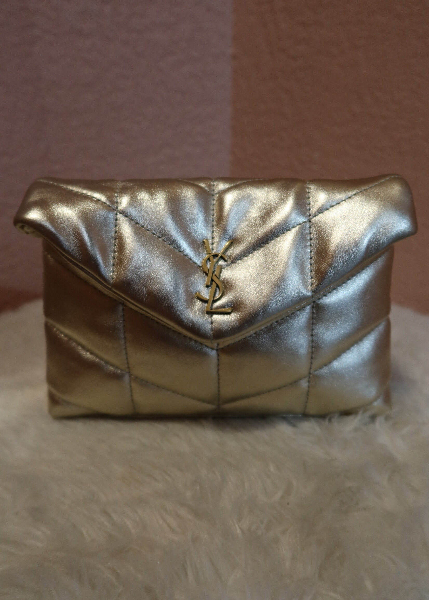 YSL LouLou Metalic Puffer Clutch