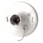 CEILING RECEPTACLE 4IN WHITE PULL CHAIN