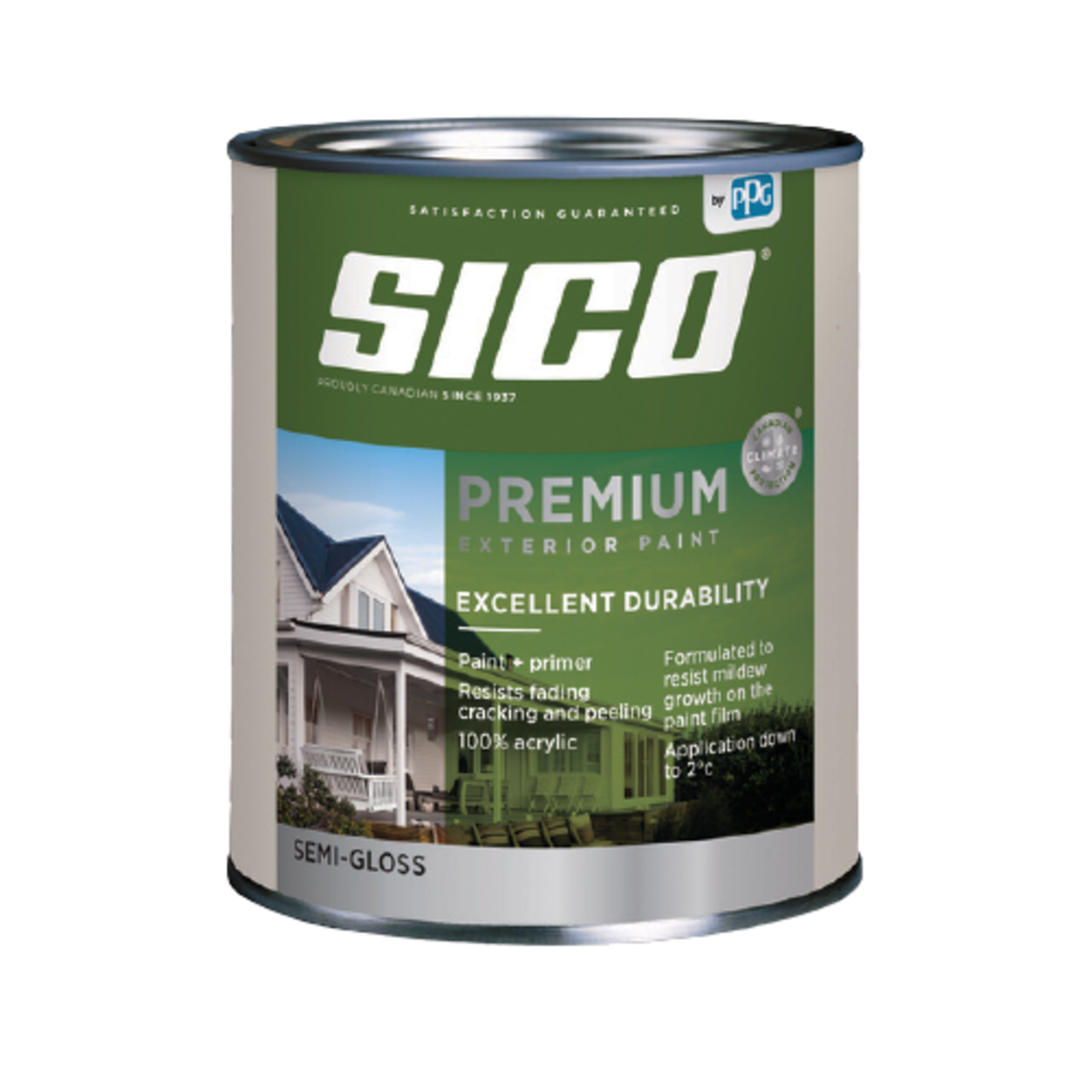 QUART NATURAL WHITE EXTERIOR PAINT AND PRIMER SEMI-GLOSS SICO