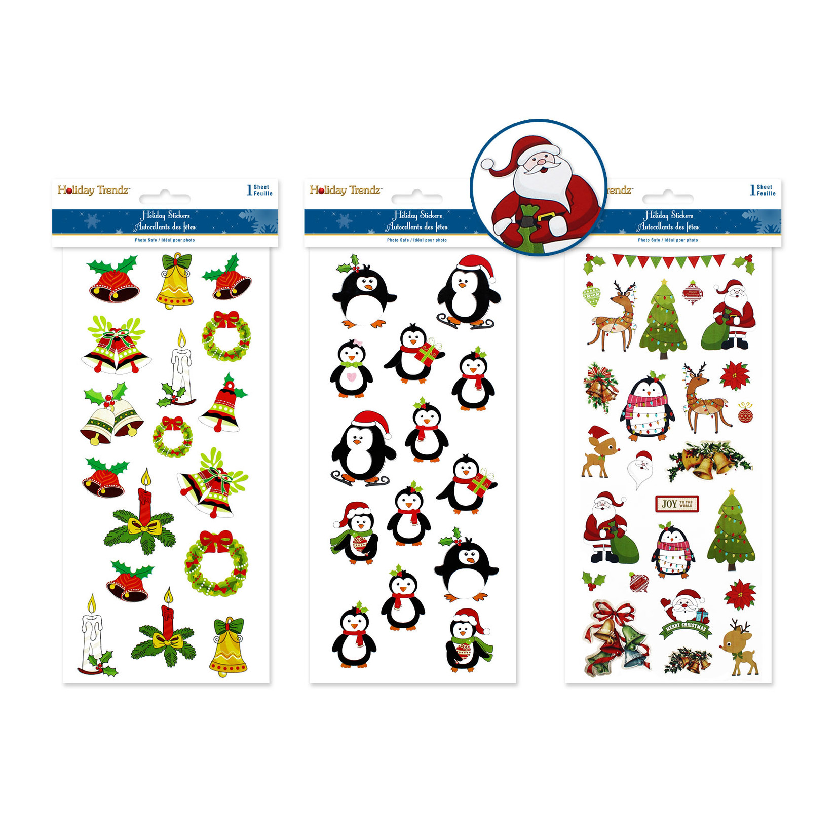 HOLIDAY STICKERS: A) FESTIVE FROLIC - 3 STYLES AVAILABLE - PER STYLE