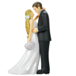 BRIDE AND GROOM WITH BOUQUET CAKE TOPPER