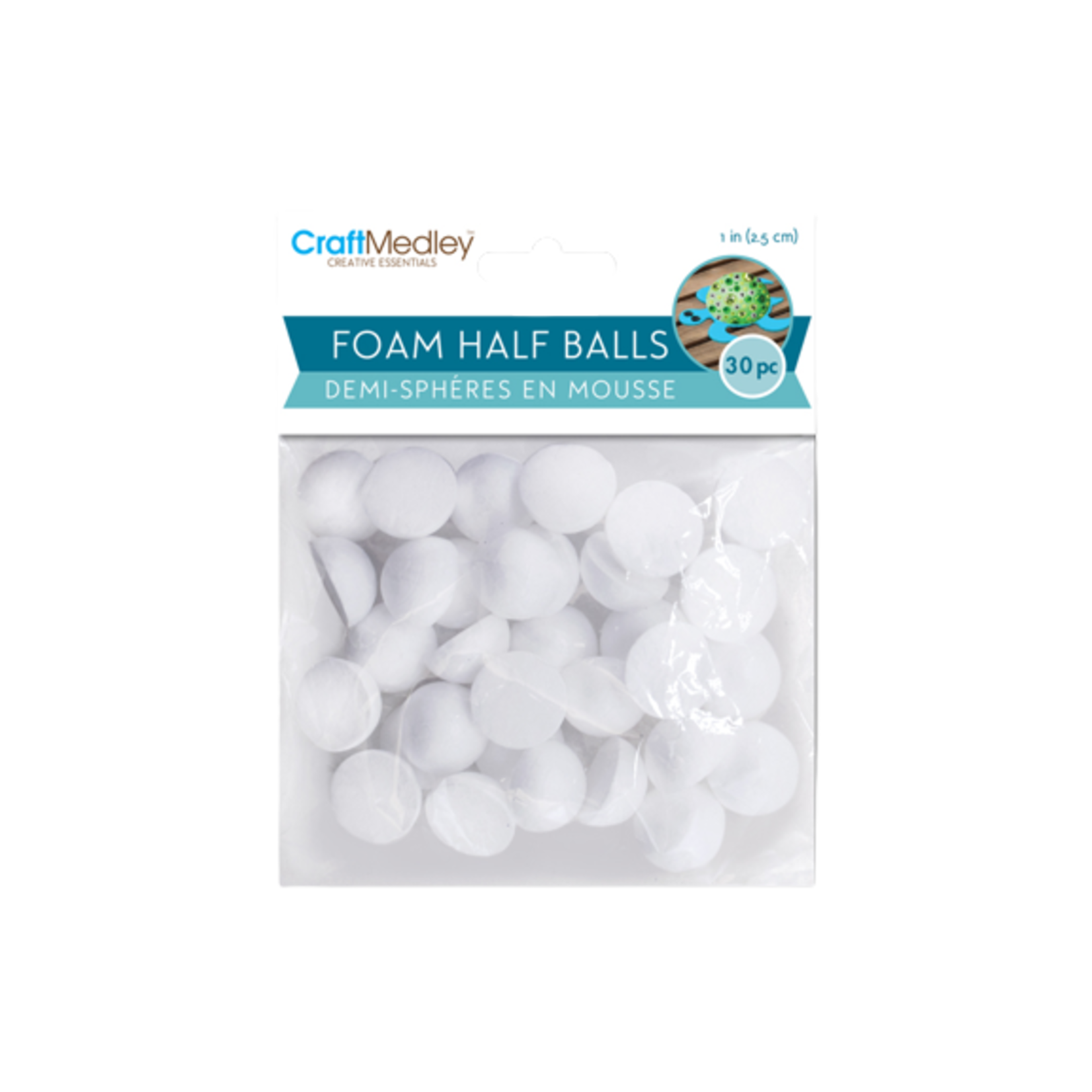 1 IN FOAM HALF BALLS, 30PC