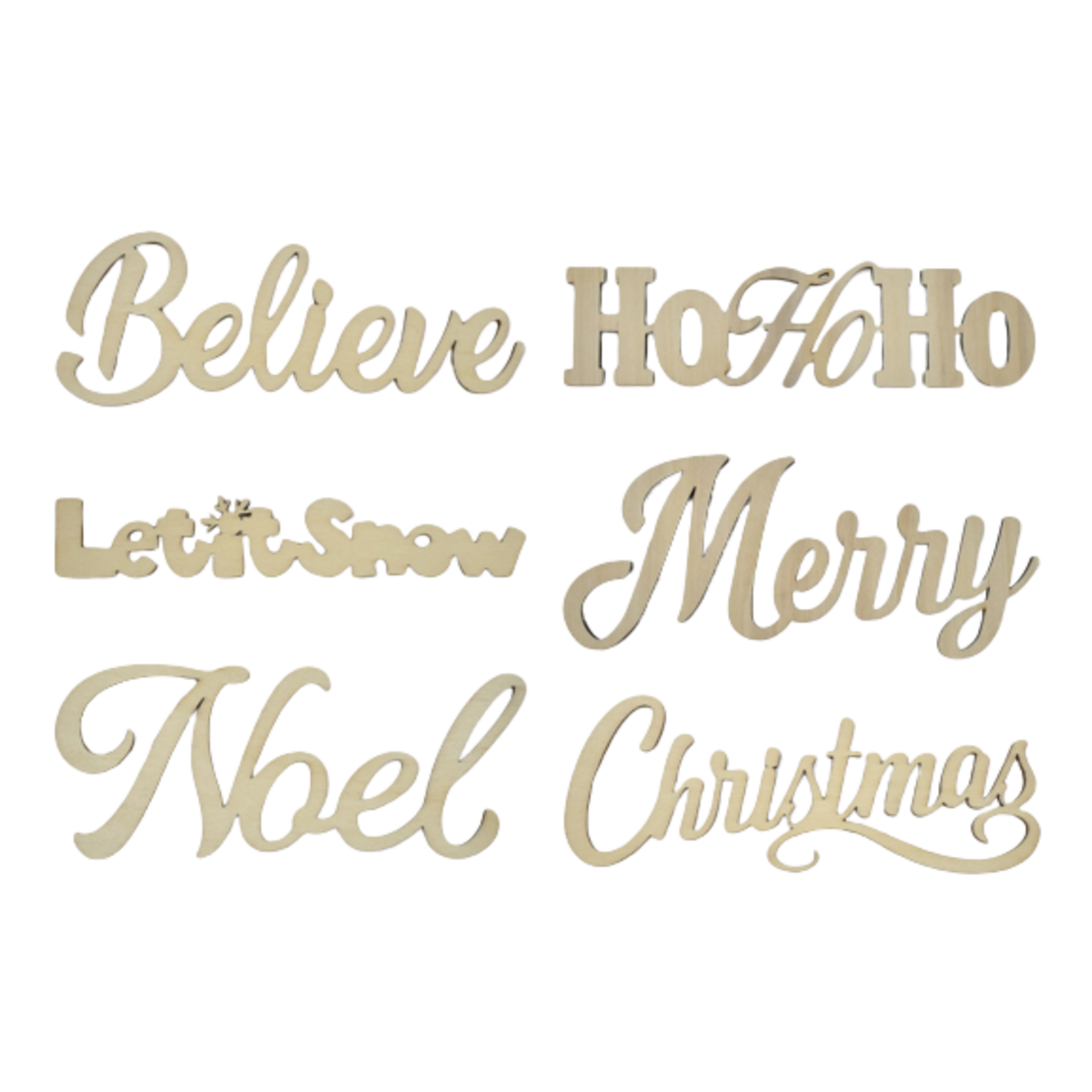 LASER-CUT WOOD WORDS, HOLIDAY