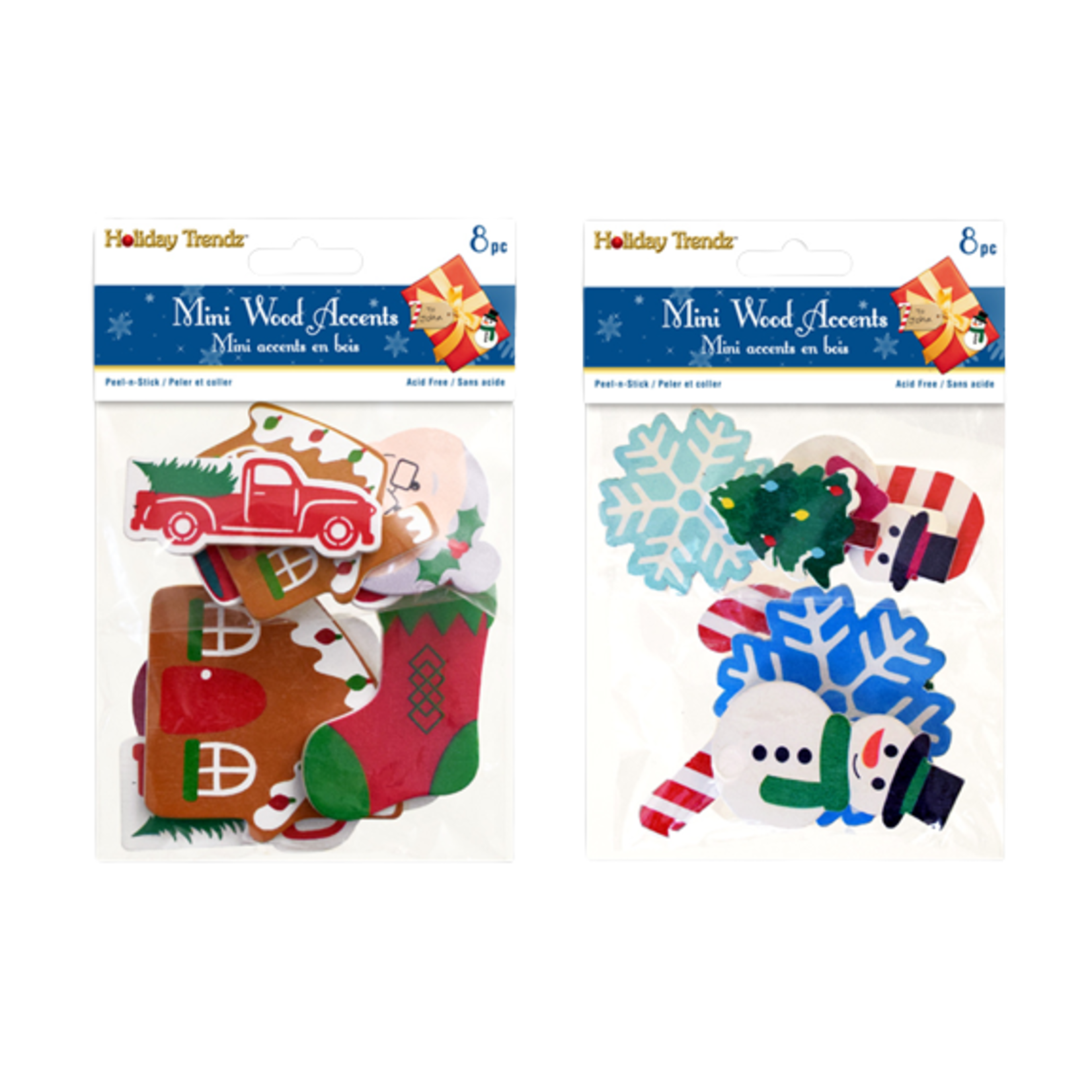 PAINTED MINI WOOD ACCENTS PEEL-N-STICK, HOLIDAY ICONS