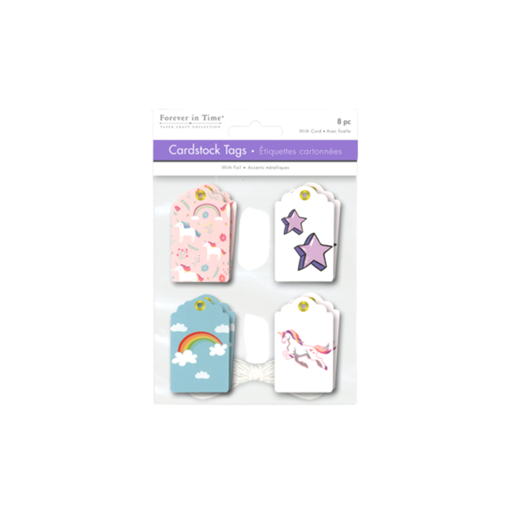 CARDSTOCK TRENDY TAGS 8PCS WITH FOIL A) UNICORN