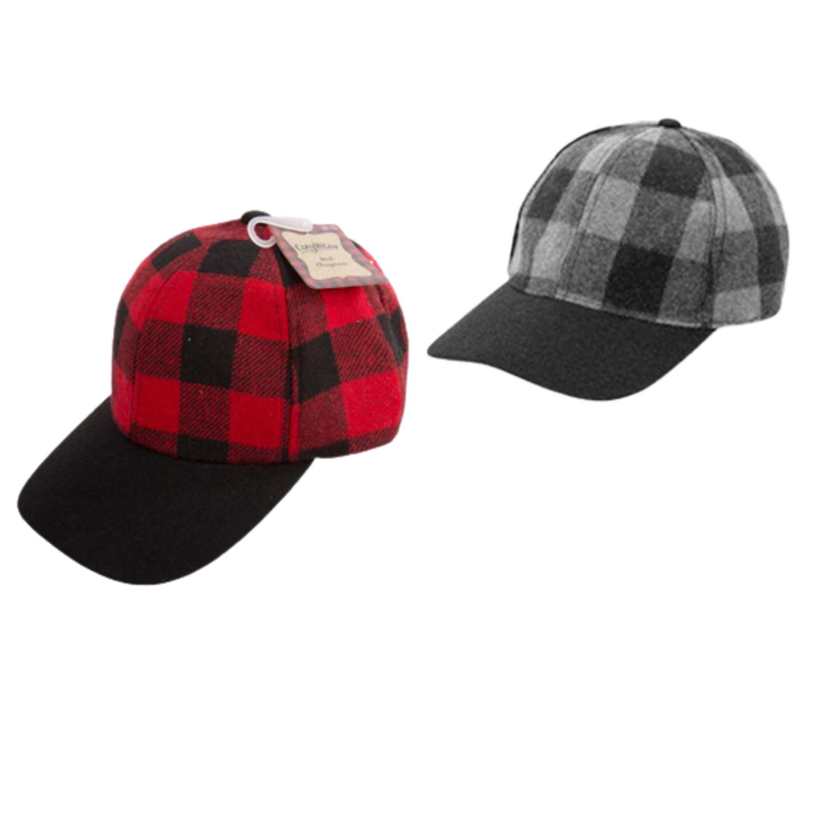 BUFFALO PLAID RED/BLACK OR GREY/BLACK HAT ADULT