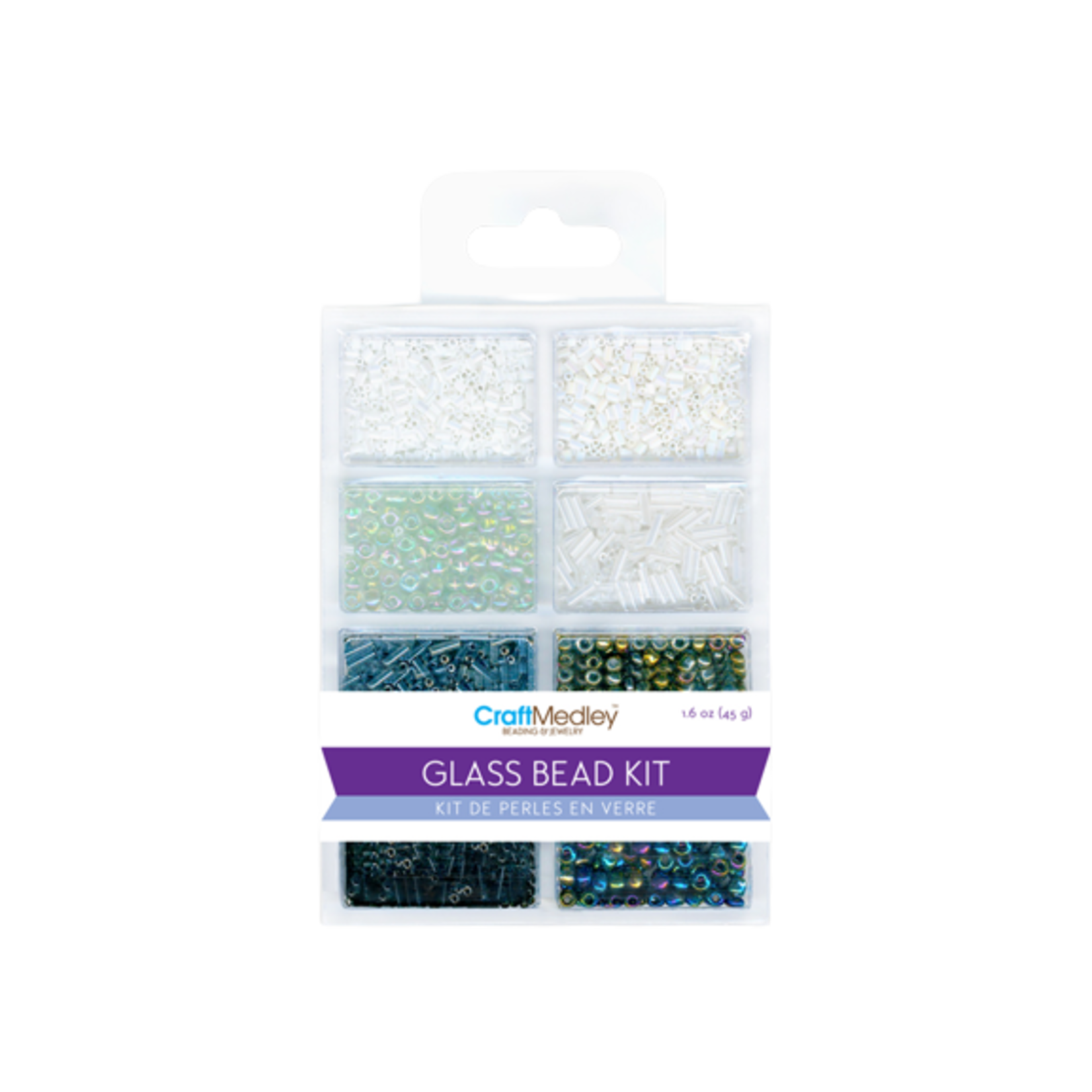 GLASS BEADS KIT ROCAILLES/SEED BEADS/BUGLES - BLACK AND WHITE