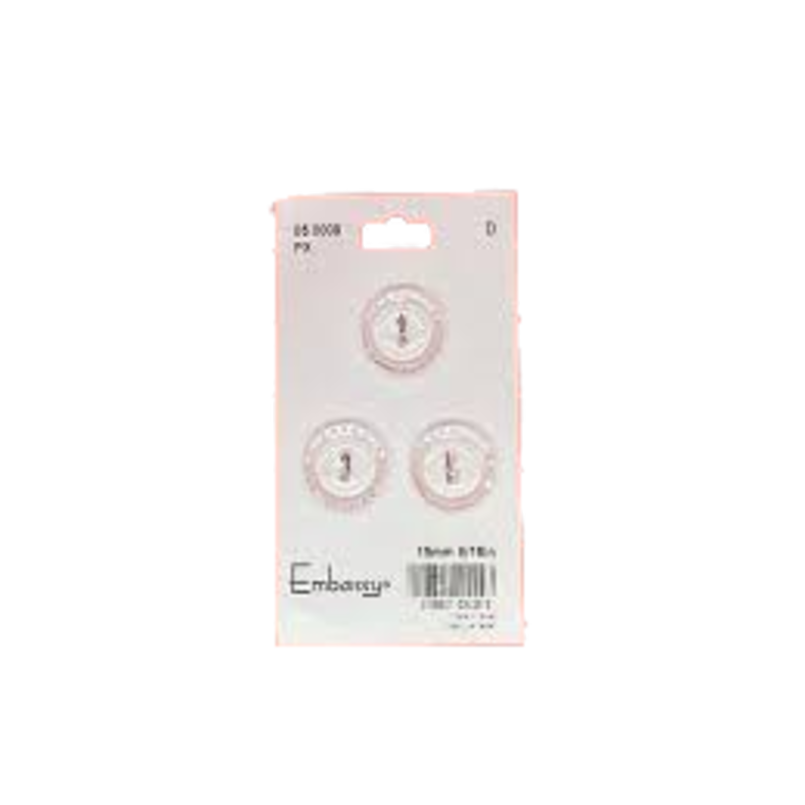 15MM CLEAR BUTTONS - 2 HOLES - 3 PK