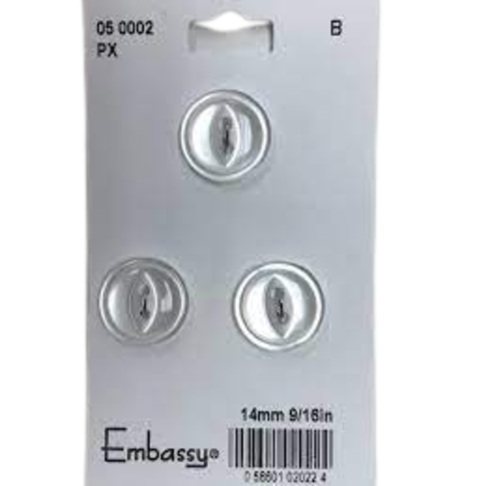 14MM CLEAR BUTTONS - 2 HOLES - 3PK