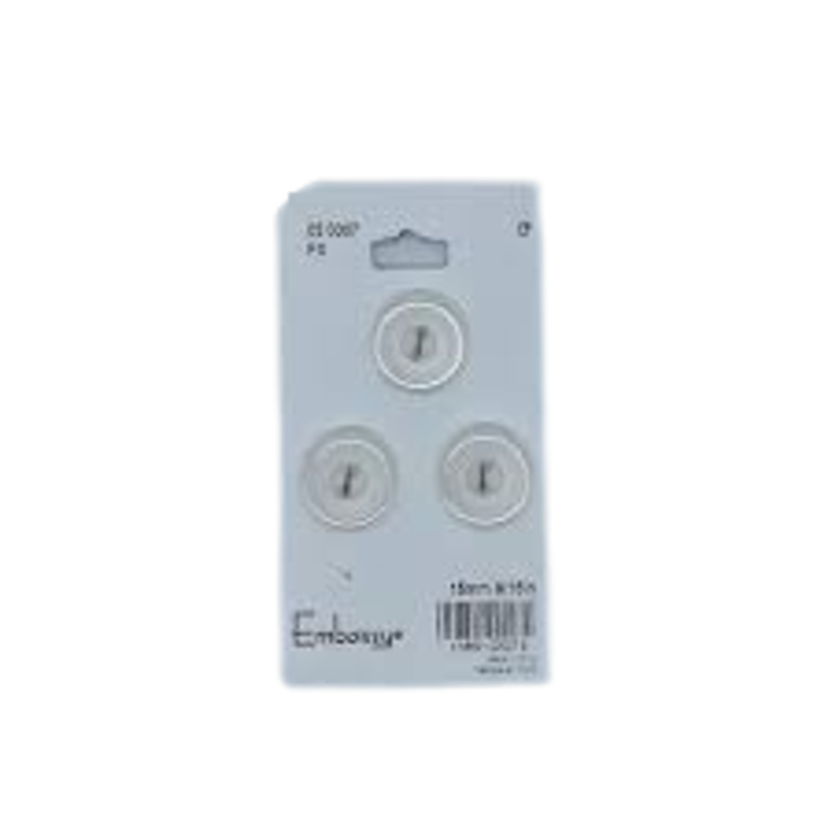 15MM WHITE BUTTONS - 2 HOLES - 3PK