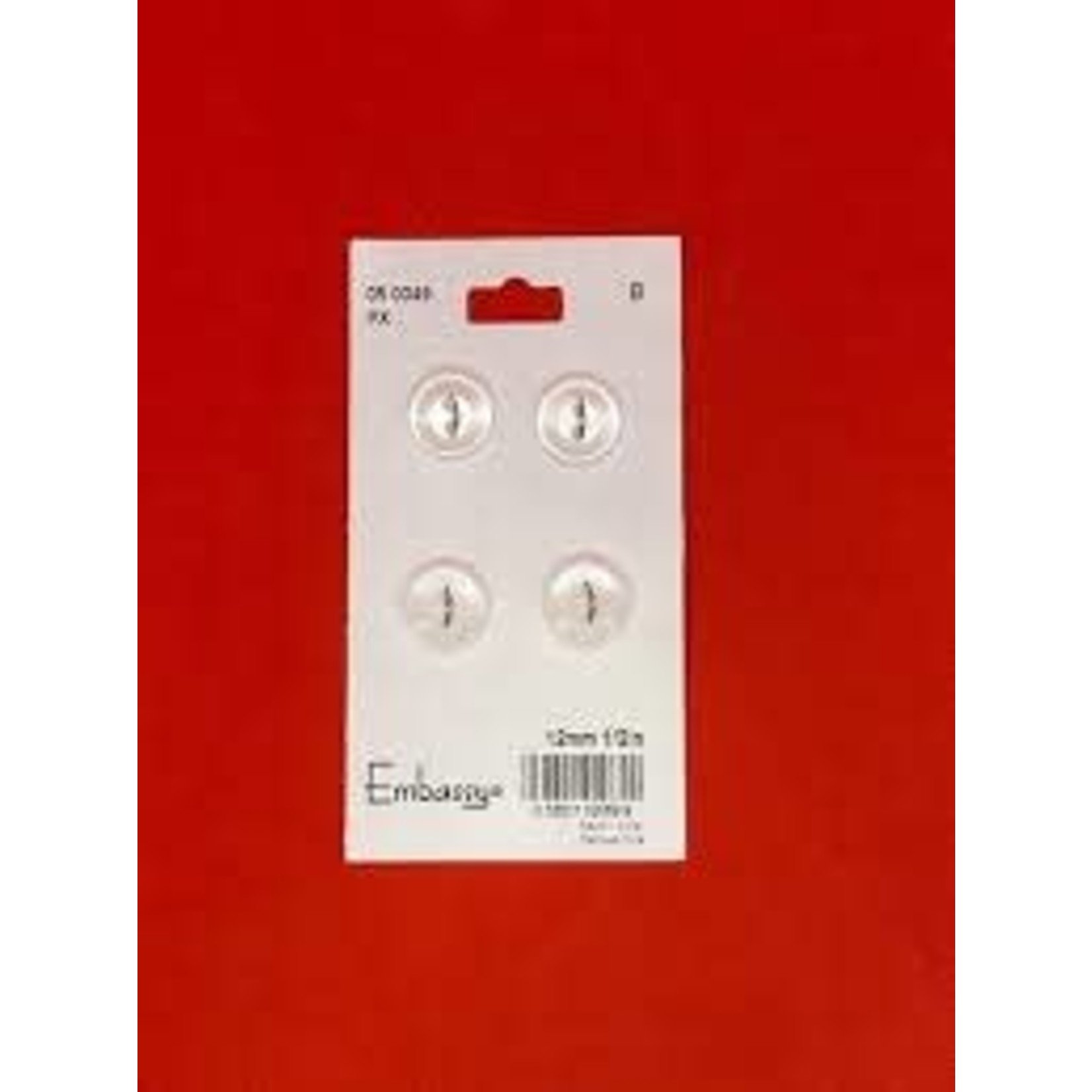 12MM CLEAR BUTTONS - 2 HOLES - 4PK