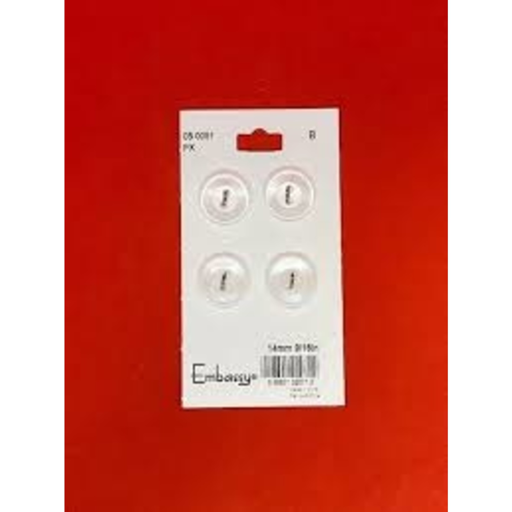 14MM WHITE BUTTONS - 2 HOLES - 4PK