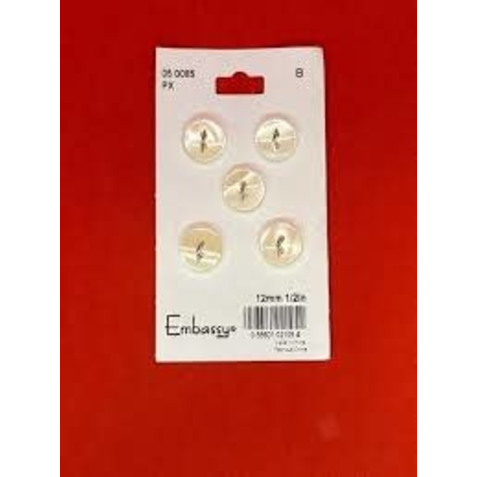 12MM OFF WHITE BUTTONS - 2 HOLES - 5PK