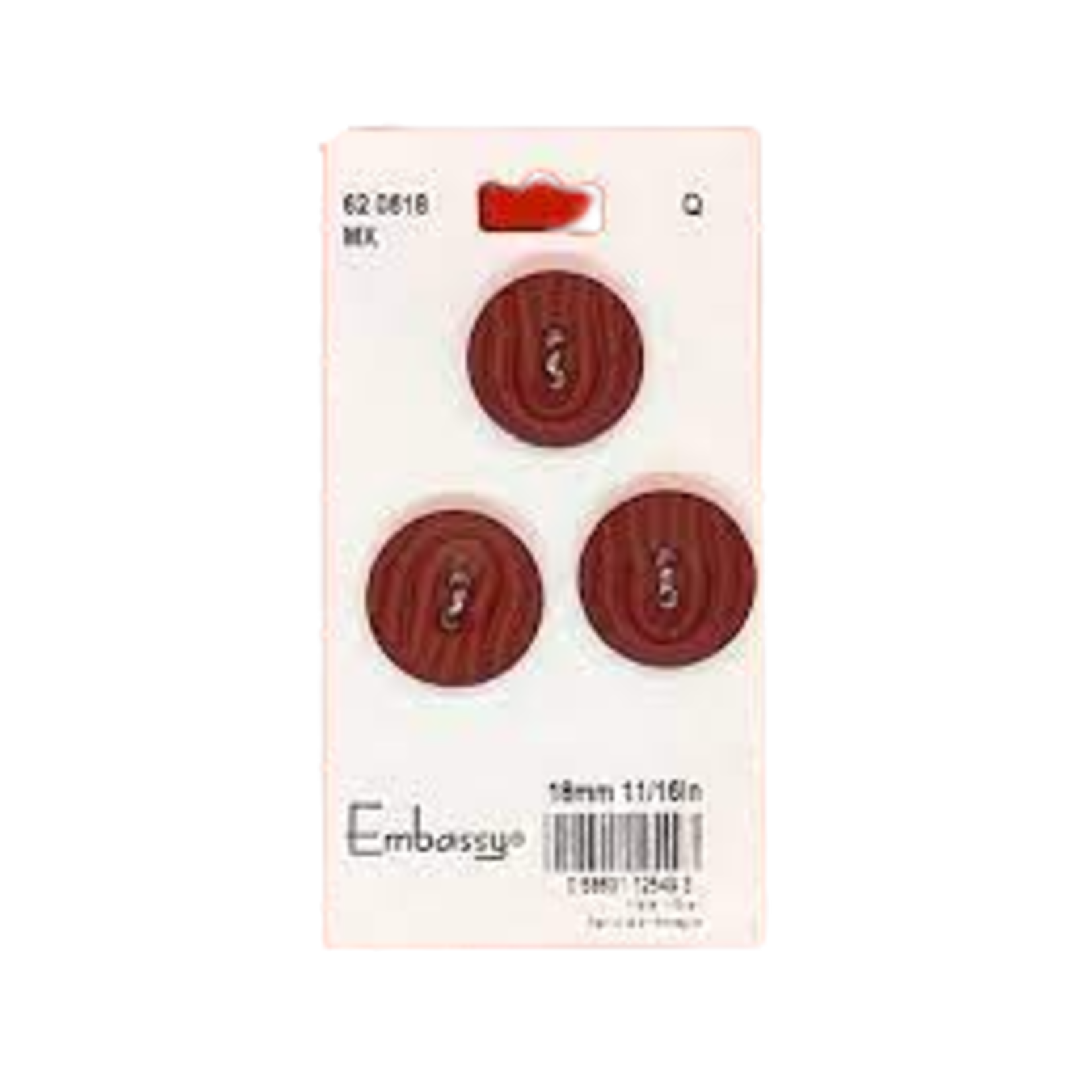 18MM WAVY RED BUTTONS - 2 HOLES - 3PK
