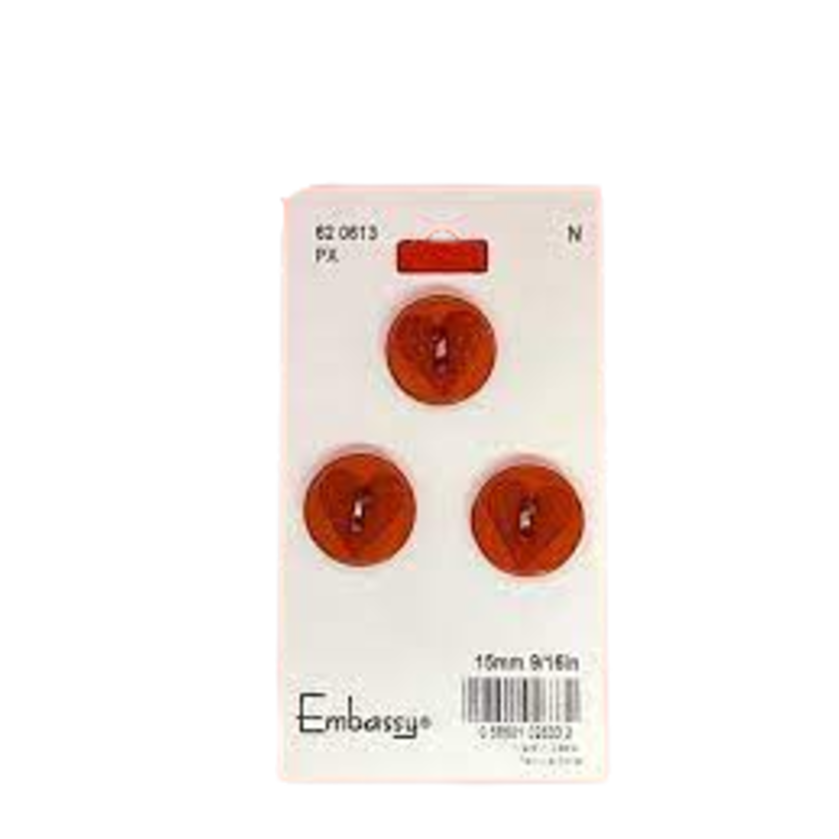 15MM RED BUTTONS WITH HEART - 2 HOLES - 3PK