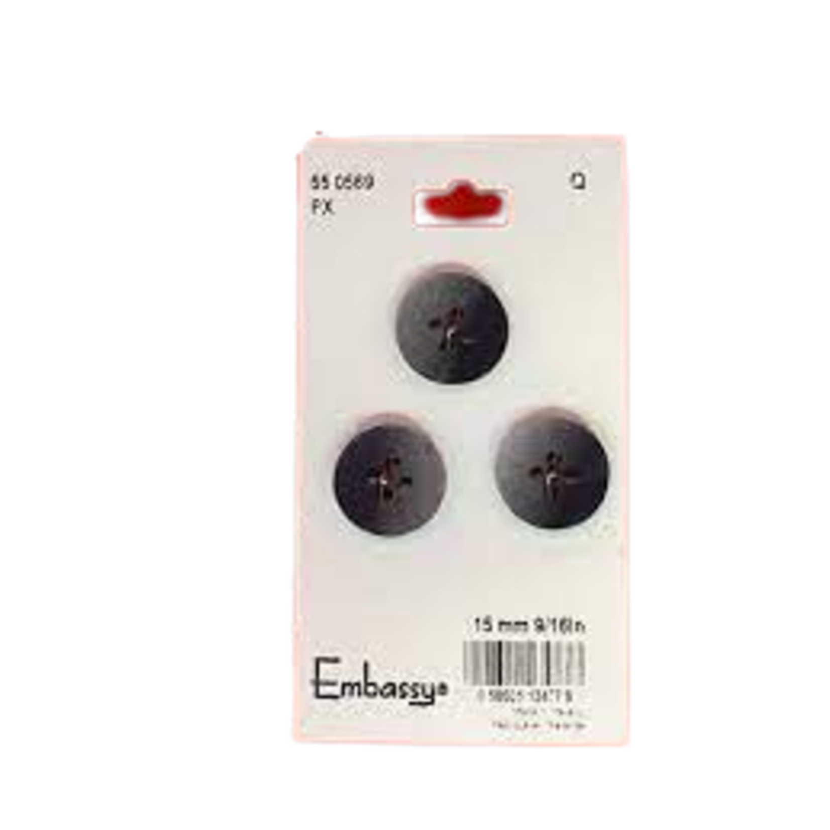 15MM NUANCED GREY BUTTONS - 4 HOLES - 3PK