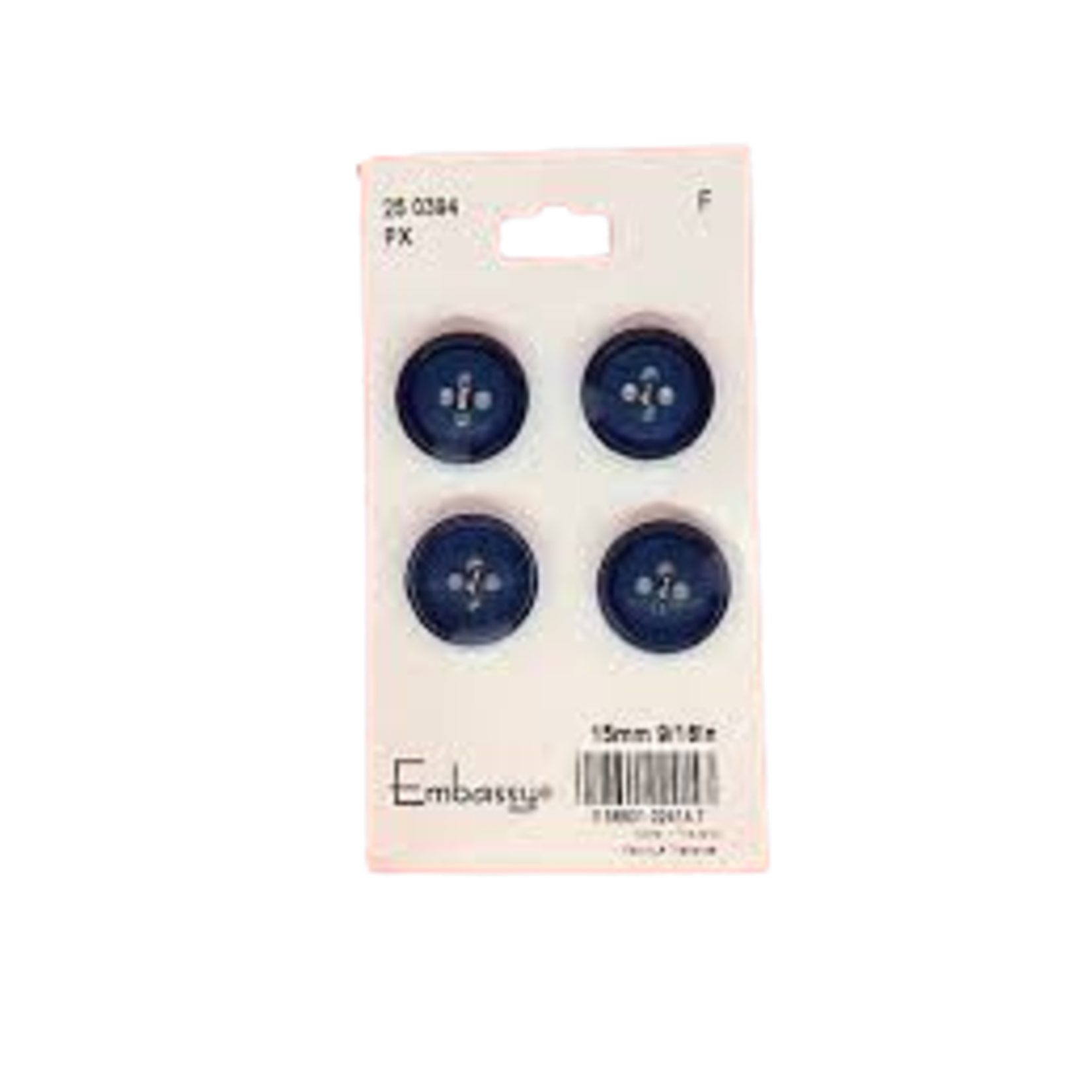 15MM BLUE MARBLED LOOK BUTTONS - 4 HOLES - 4PK