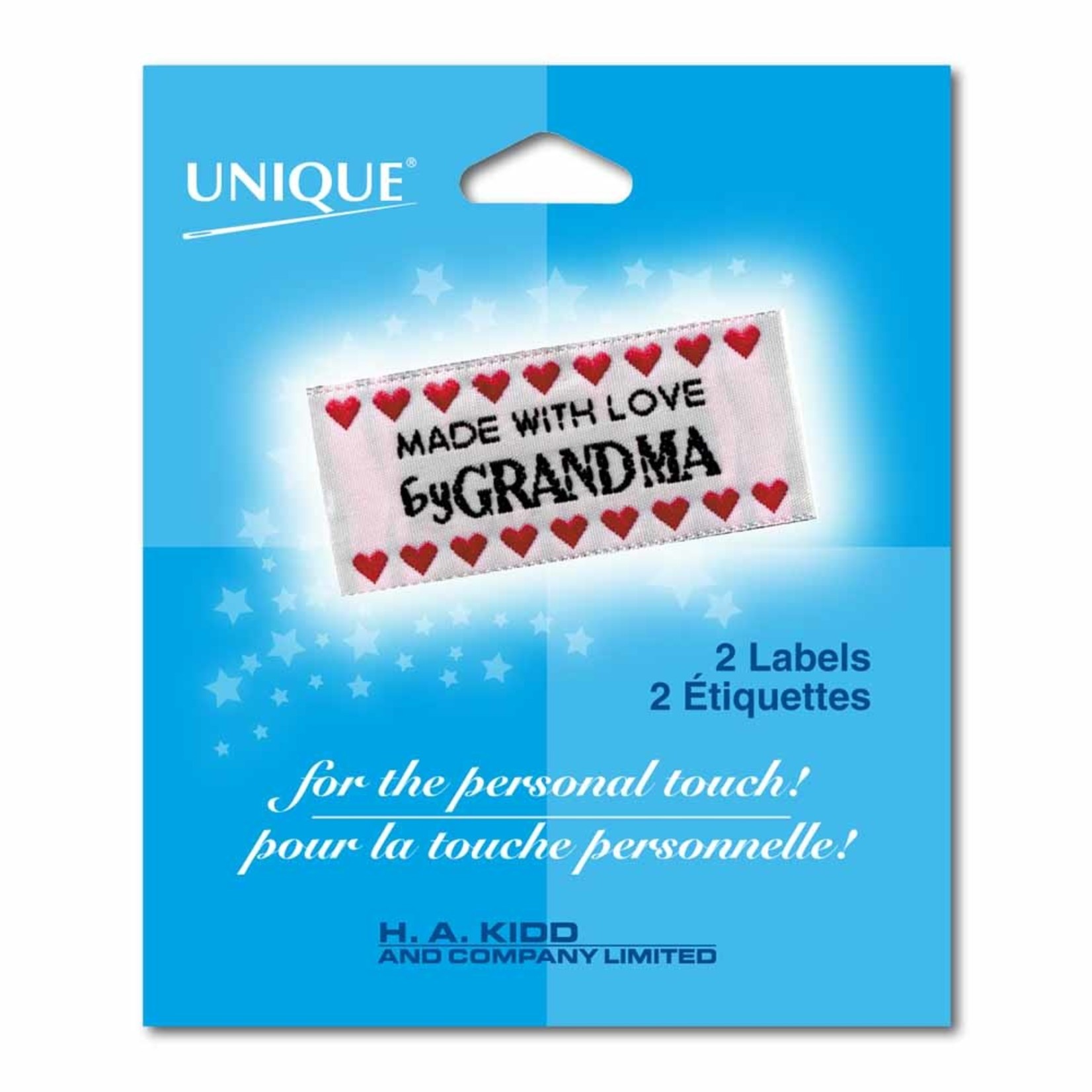UNIQUE MADE WITH LOVE BY GRANDMA LABEL