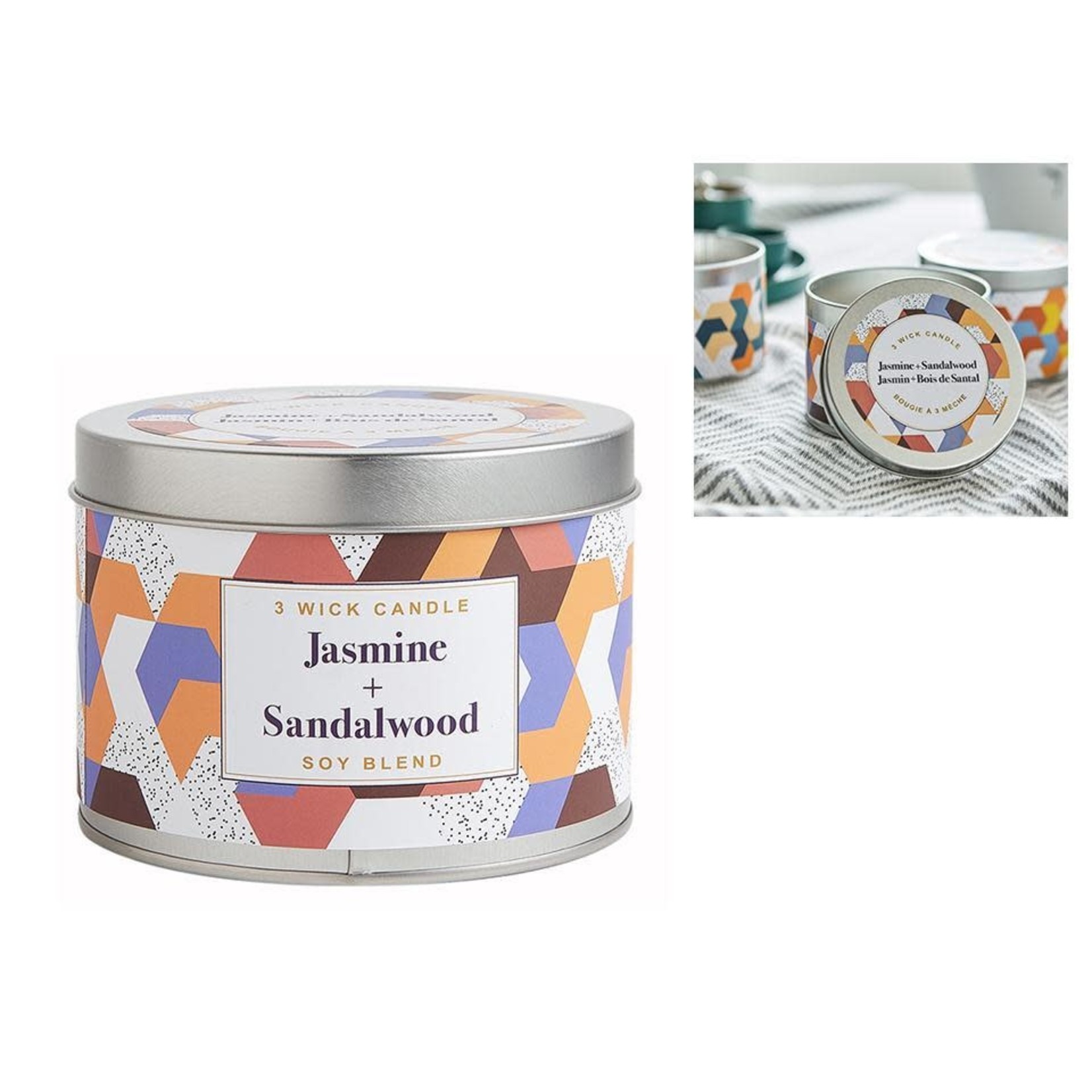 3-WICK TIN JASMINE  SANDALWOOD