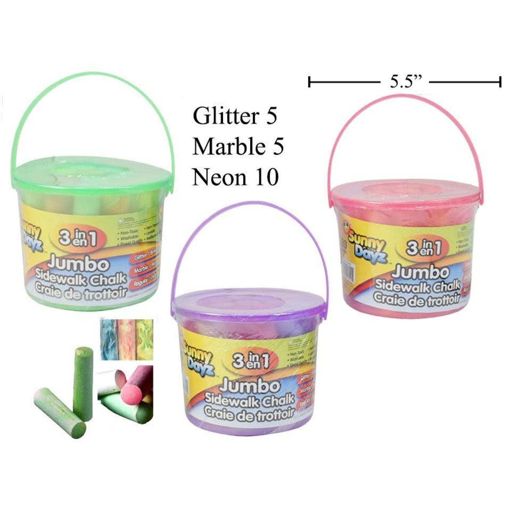 20ct. 3-in-1 JUMBO SIDEWALK CHALK