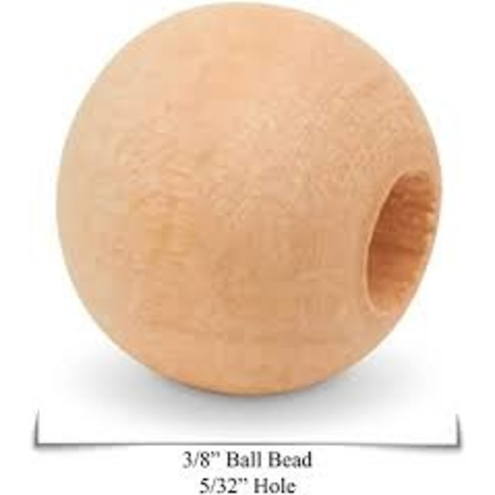 WOODEN ROUND BEADS - 3/8 IN-5/32IN HOLE 10pk