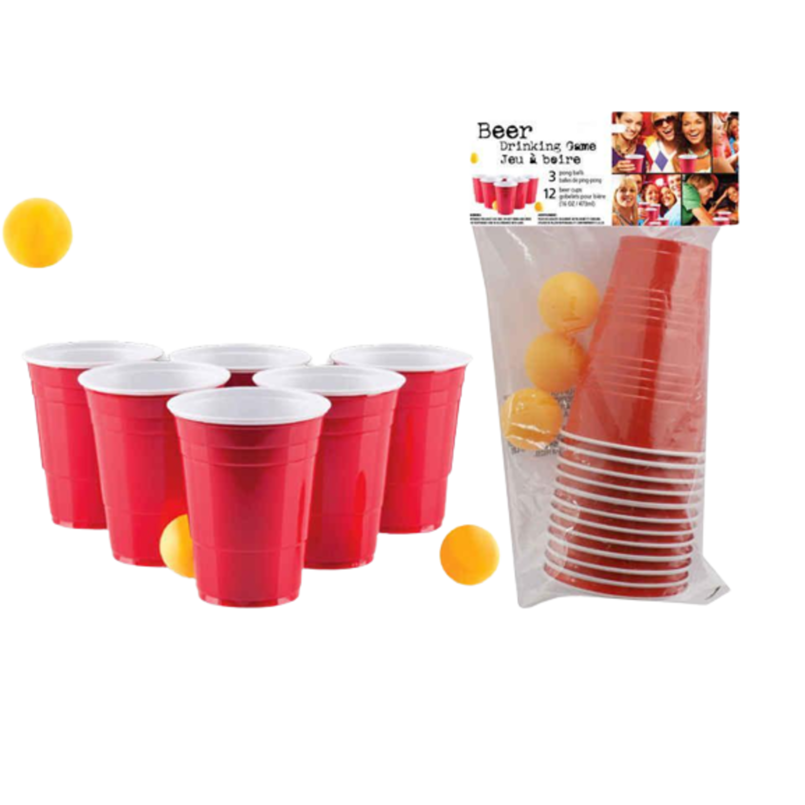RED CUP BEER PONG GAME 12 CUPS 16 OZ EACH + 3 PONG BALLS