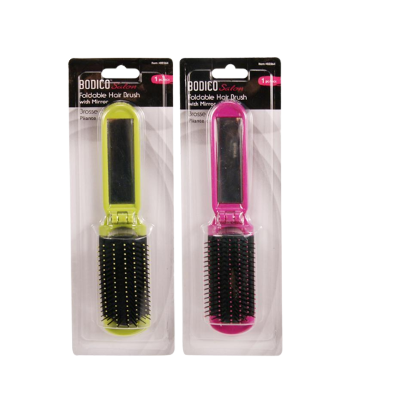 BODICO 8'' FOLDABLE HAIR BRUSH WITH MIRROR