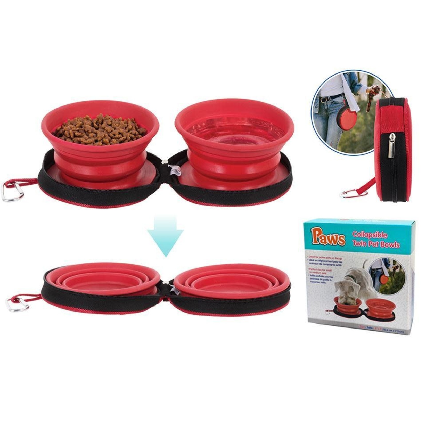 COLLAPSIBLE TWIN PET BOWLS