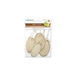 BIRCH OVAL TAGS/ORNS 4PC WITH JUTE CORD