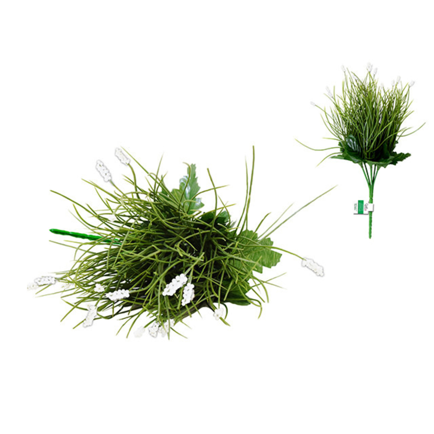 12.6IN GRASS BUSH WITH BABY'S BREATH TIPS A) SAGE GREEN