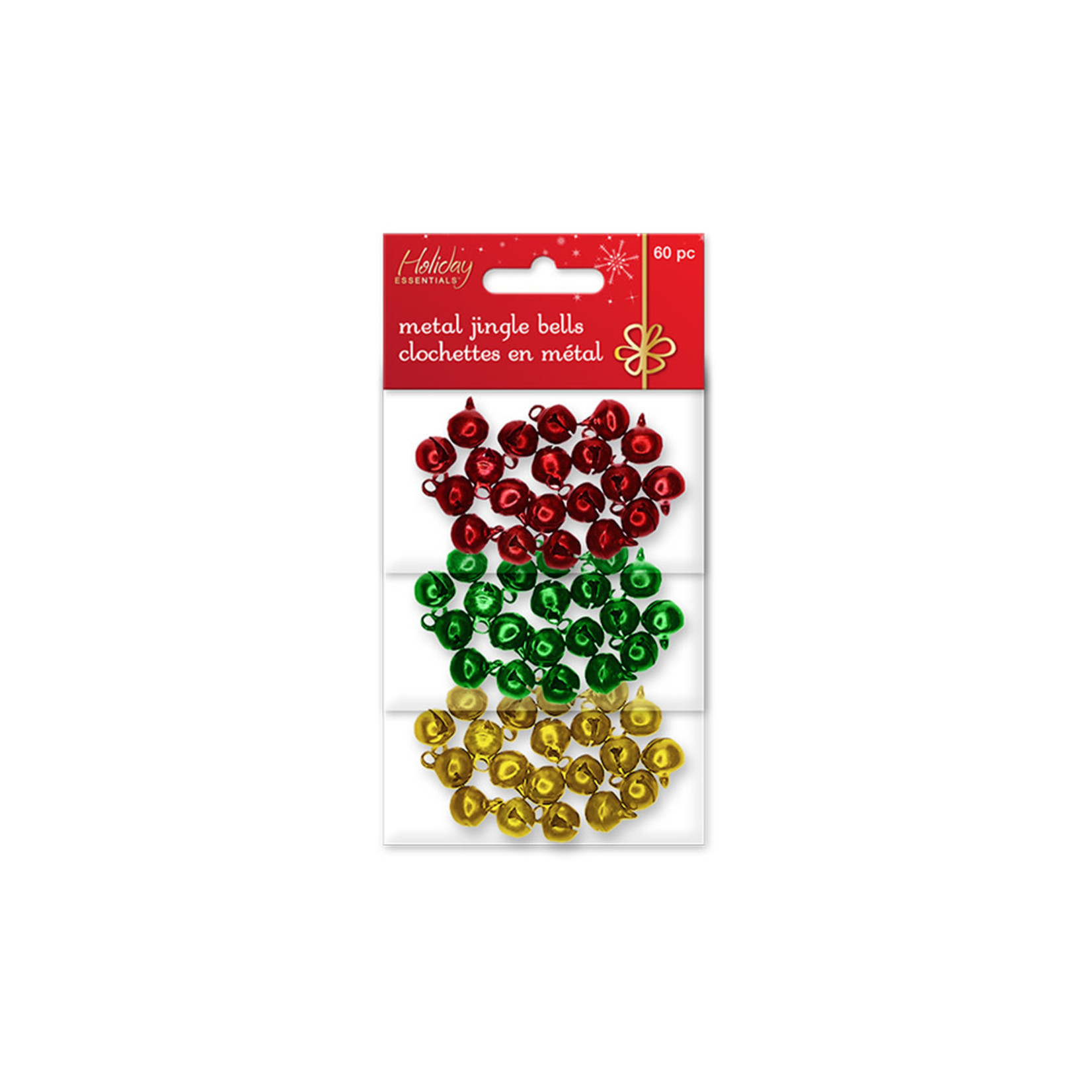 HOLIDAY CRAFT ESSENTIAL: 9MM FASHION JINGLE BELLS 60PC ASST 3 COLORS