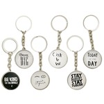 BLK/WHITE ROUND GLASS KEYCHAIN