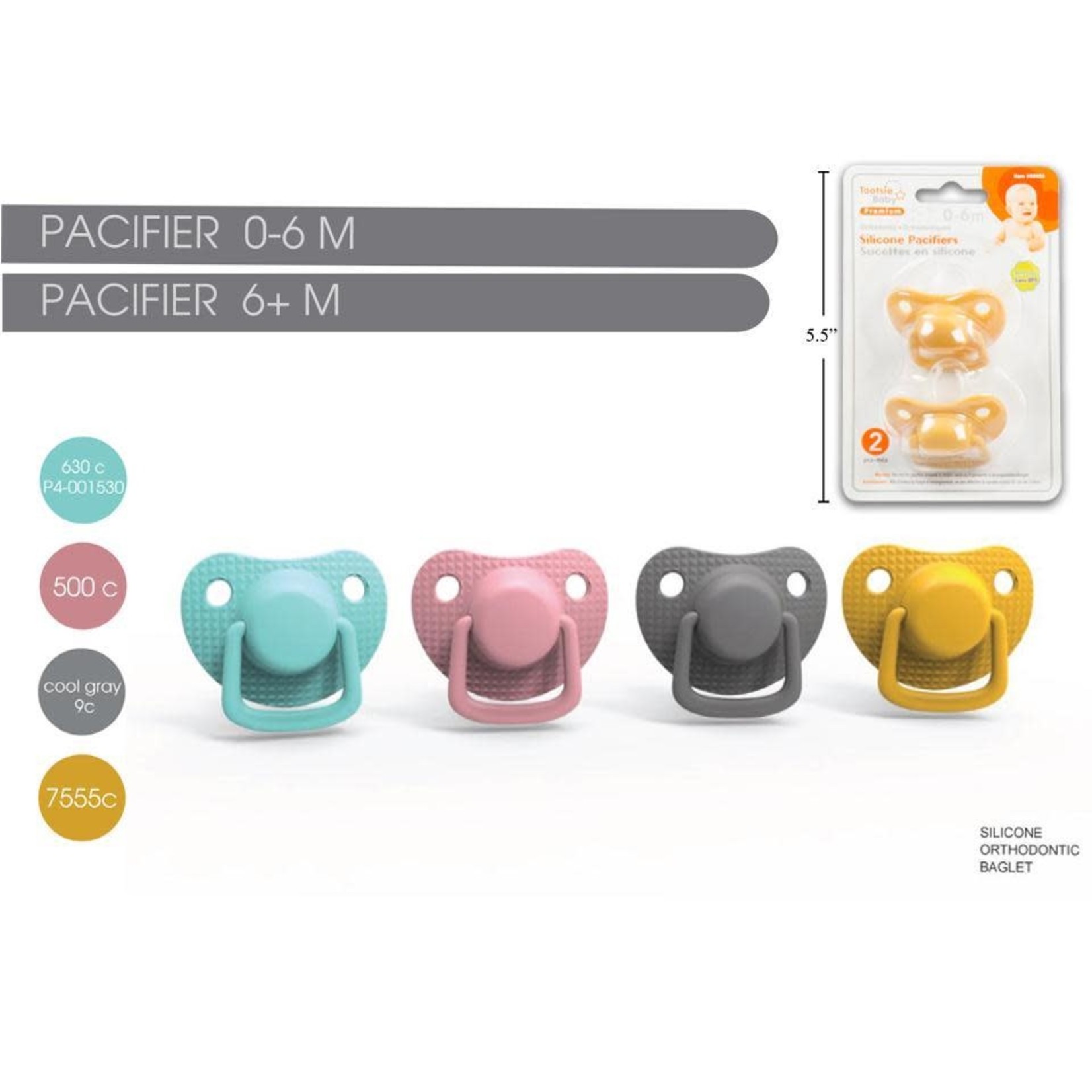TOOTSIE BABY MATTE 2PCS PACIFIER - SOLID COLOR