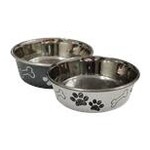 PET BOWL MELAMINE & STAINLESS PAW BONE MEDIUM DISC