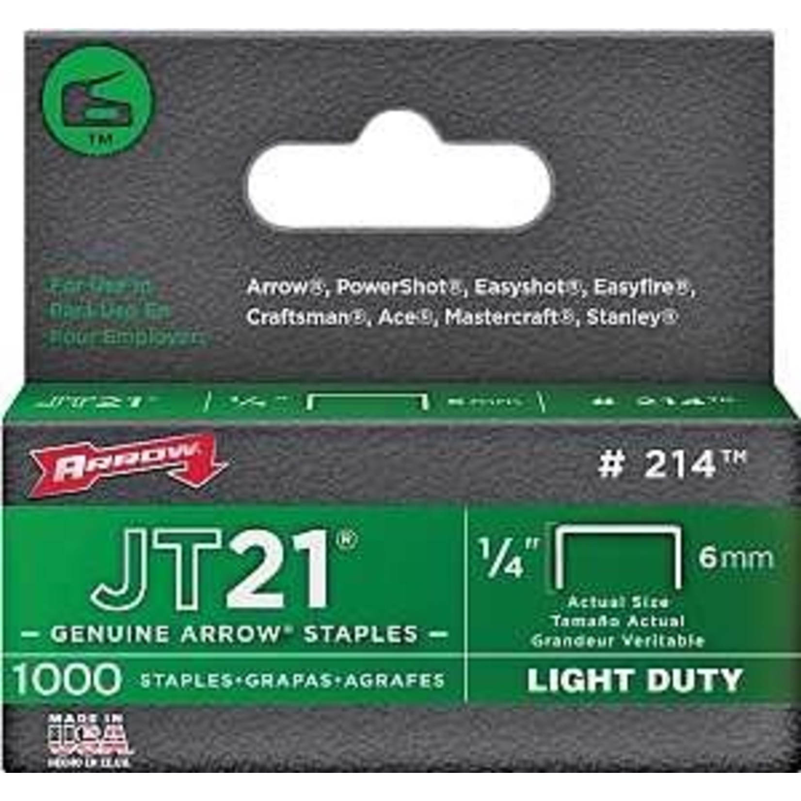 JT21 STAPLE 1/4IN FLAT CROWN  1000PK