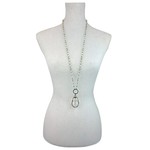 Hammered Circle & Teardrop Crystal Pendant Necklace