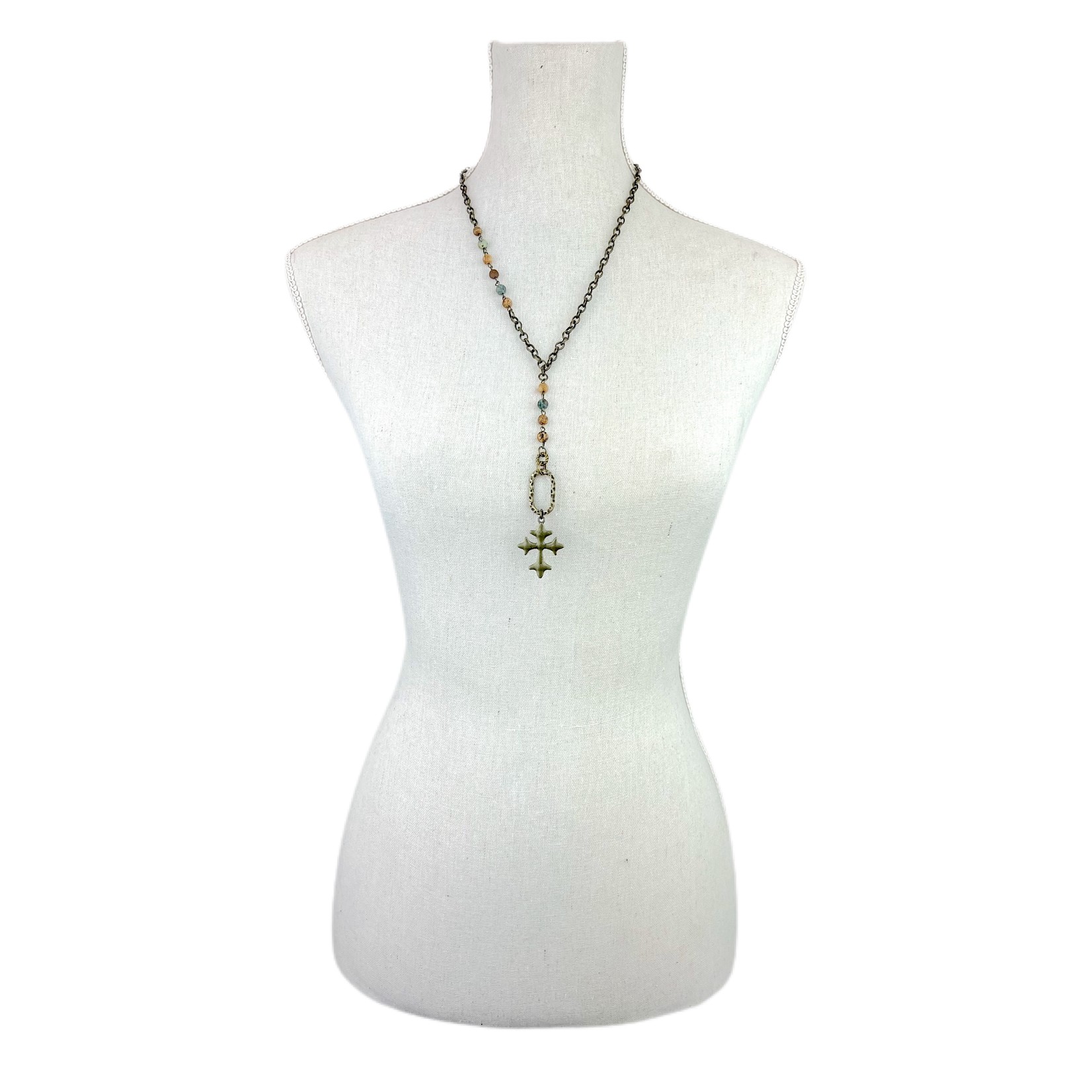 Antique Cross Lariat Necklace